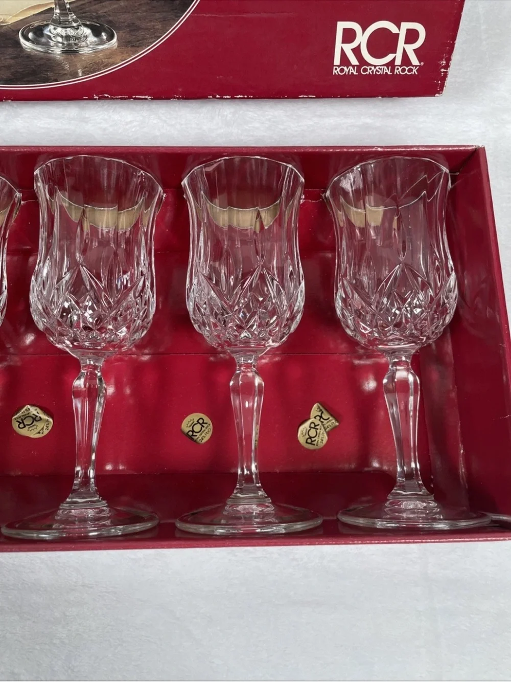 SET OF 6 Royal Crystal Rock RCR Opera Wine Goblet Glasses 7” H Made In Italy